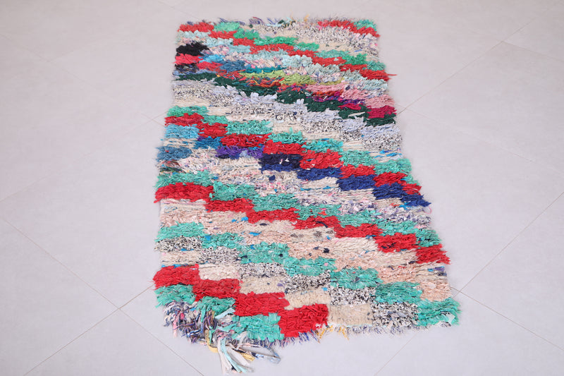 Colorful Boucherouite Rug 2.3 X 5.2 Feet