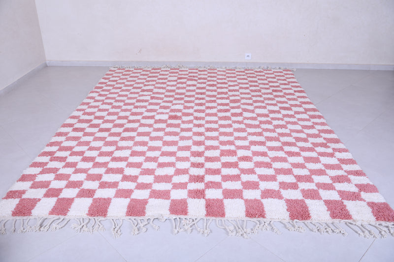 Checkered Pink rug - Handmade Pink and white rug - Moroccan Rug