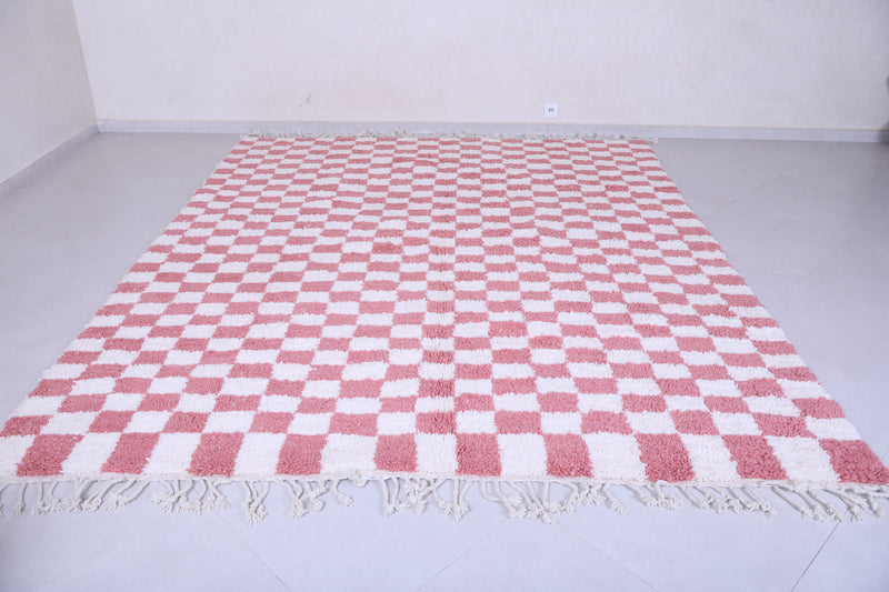 Checkered Pink rug - Handmade Pink and white rug - Moroccan Rug