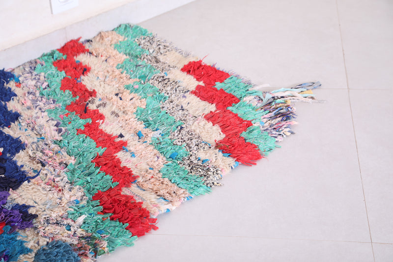 Colorful Boucherouite Rug 2.3 X 5.2 Feet