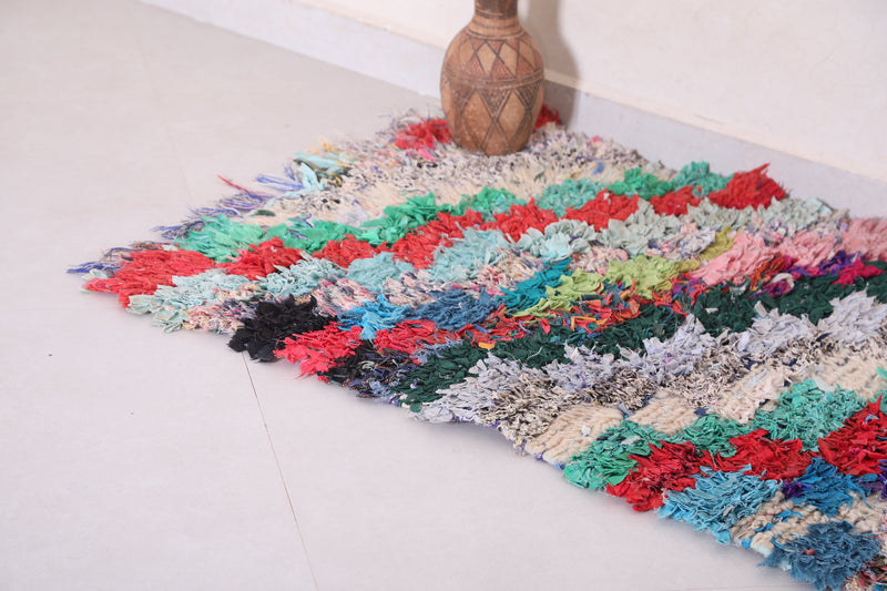 Colorful Boucherouite Rug 2.3 X 5.2 Feet