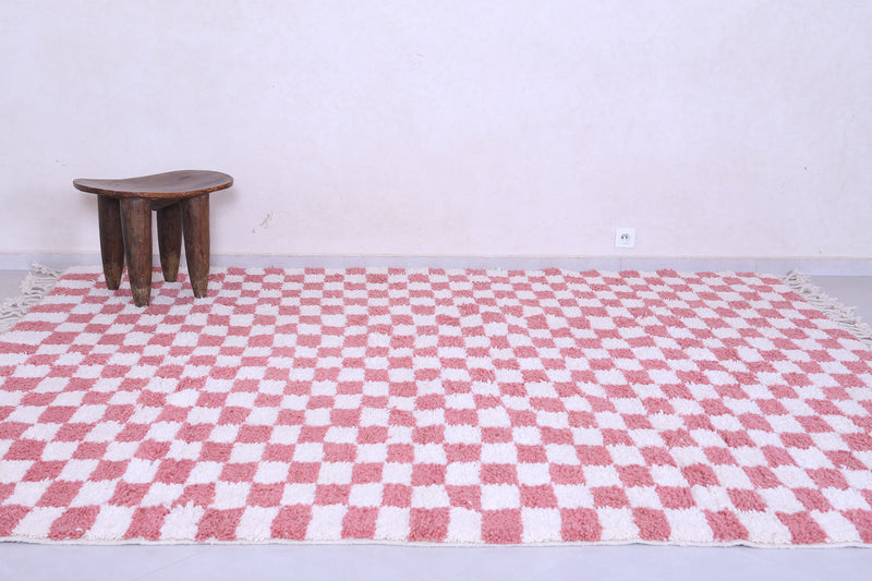 Checkered Pink rug - Handmade Pink and white rug - Moroccan Rug