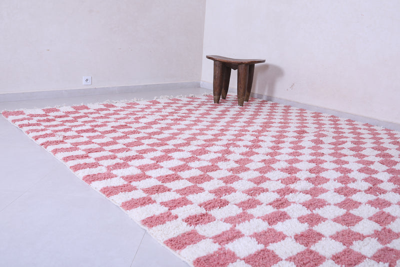 Checkered Pink rug - Handmade Pink and white rug - Moroccan Rug