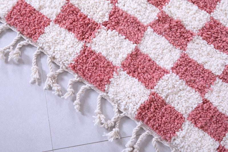 Checkered Pink rug - Handmade Pink and white rug - Moroccan Rug