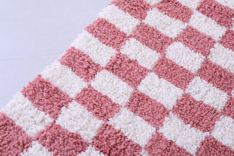 Checkered Pink rug - Handmade Pink and white rug - Moroccan Rug