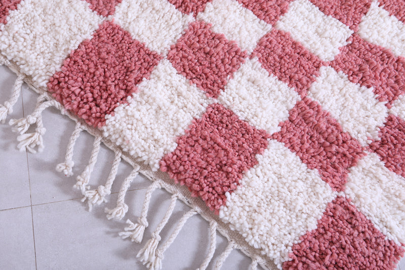 Checkered Pink rug - Handmade Pink and white rug - Moroccan Rug