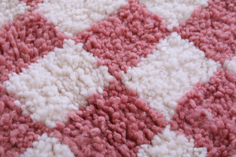 Checkered Pink rug - Handmade Pink and white rug - Moroccan Rug