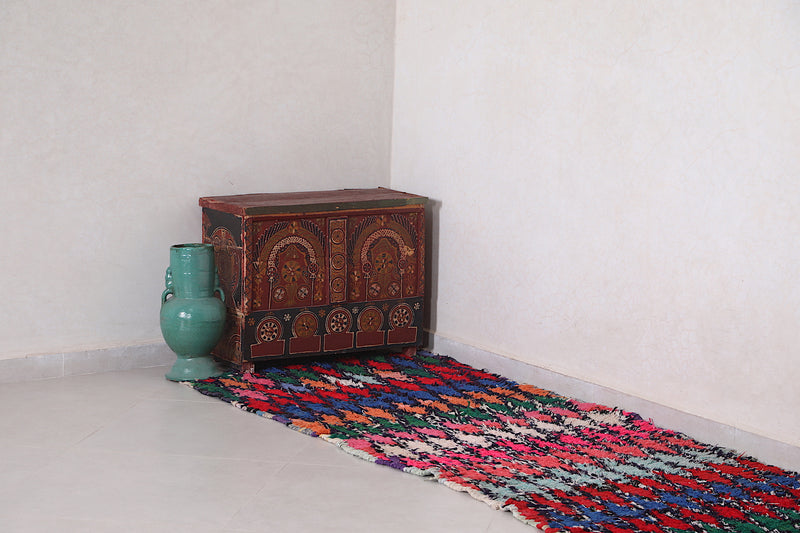 Colorful Moroccan runner rug 2.9 x 8 Feet