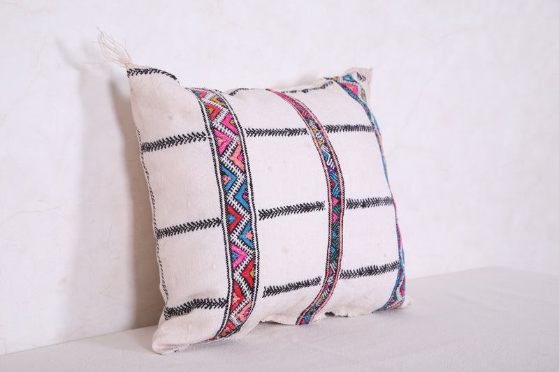 White Moroccan Kilim Pillow 14.1 INCHES X 15.7 INCHES