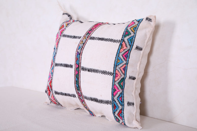 White Moroccan Kilim Pillow 14.1 INCHES X 15.7 INCHES