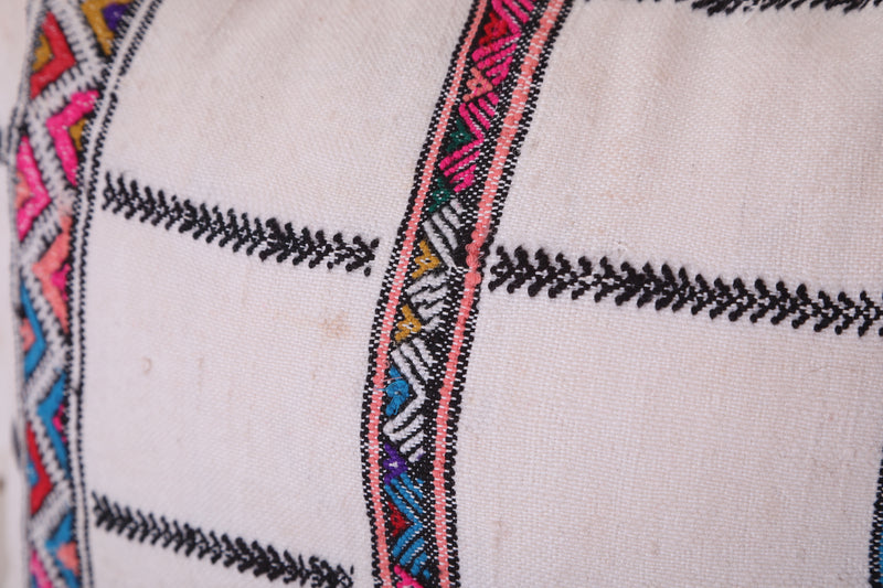 White Moroccan Kilim Pillow 14.1 INCHES X 15.7 INCHES