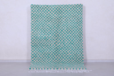 Beautiful Teal checkered rug 4.7 X 6.5 Feet