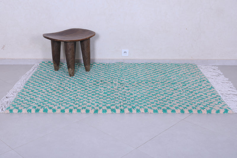 Beautiful Teal checkered rug 4.7 X 6.5 Feet