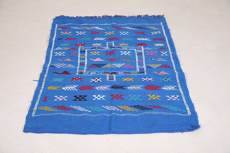 Blue Berber Kilim Rug 3 FT X 4.8 FT