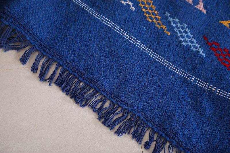 Blue Berber Kilim Rug 3 FT X 4.8 FT