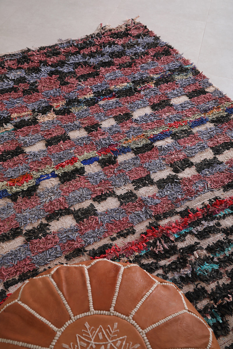 Wonderfully Colored Boucherouite rug 4.9 FT X 6.3 FT