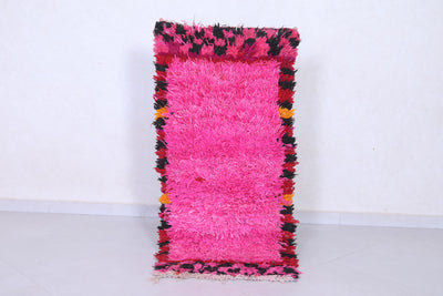 Vintage Moroccan Shaggy Rug Pink 2.1 X 4.4 Feet