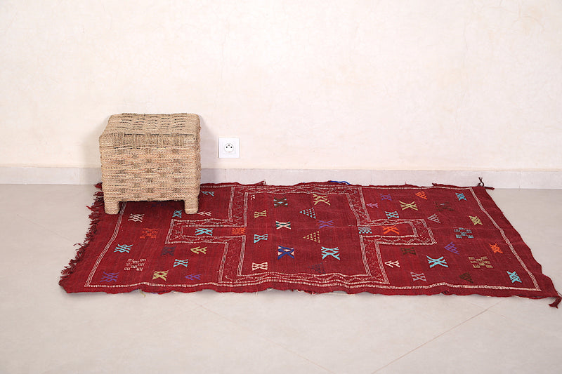 Handwoven berber red rug 3.3 FT X 4.9 FT