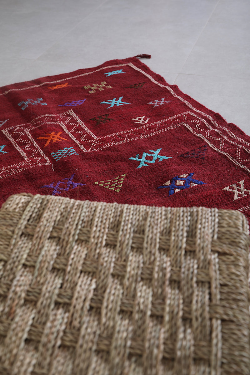 Handwoven berber red rug 3.3 FT X 4.9 FT