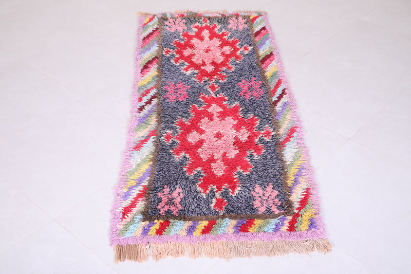 Vintage handmade moroccan colorful runner rug 2.5 FT X 6.3 FT