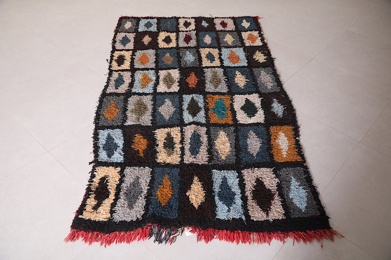 Moroccan boucherouite rug 3.7 X 6.5 Feet