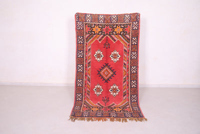 Vintage handmade moroccan berber runner rug 3.8 FT X 6.8 FT