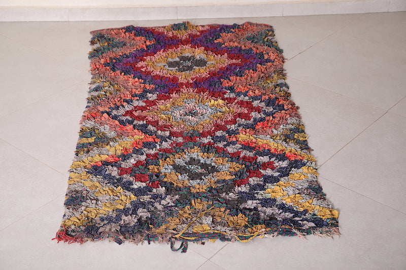 Berber Boucherouite runner rug 2.9 x 5.6 Feet