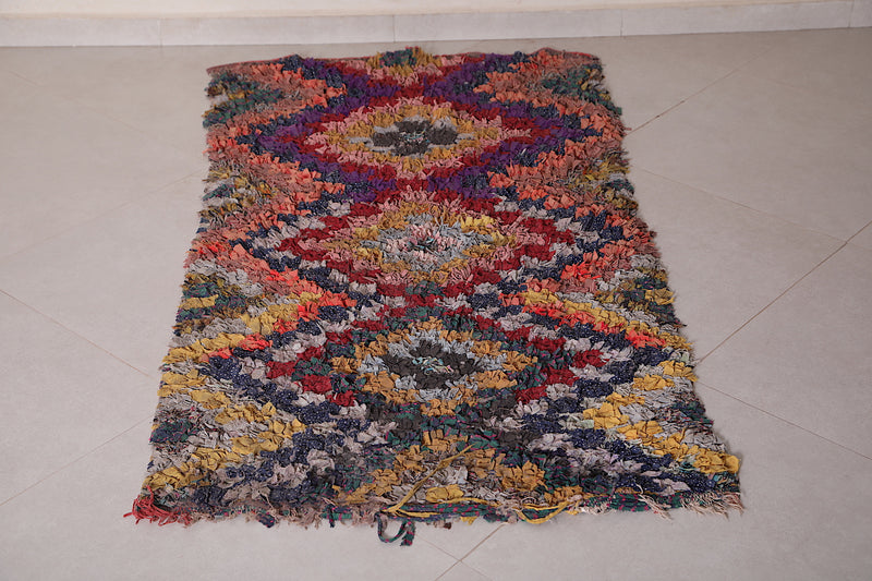 Berber Boucherouite runner rug 2.9 x 5.6 Feet