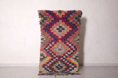 Berber Boucherouite runner rug 2.9 x 5.6 Feet