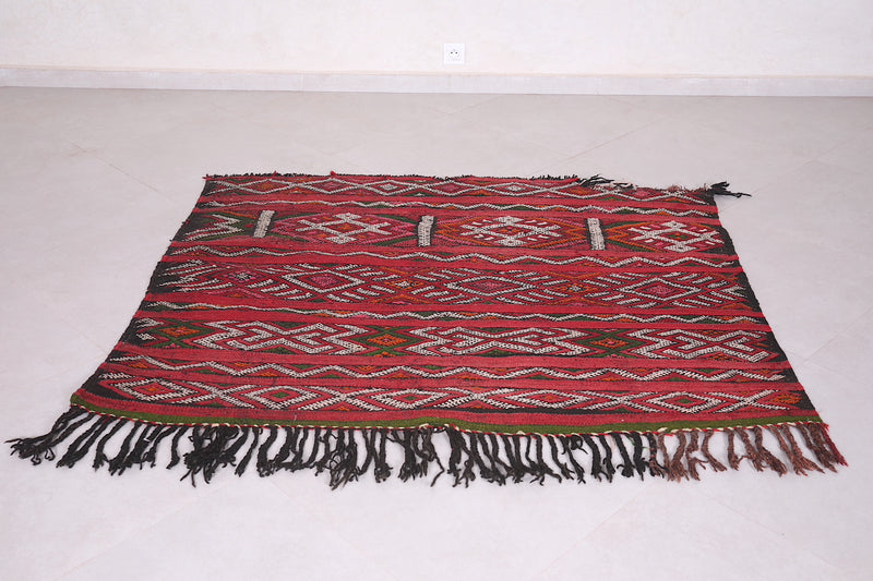 Antique Moroccan Handwoven kilim 5.3 FT X 4.4 FT