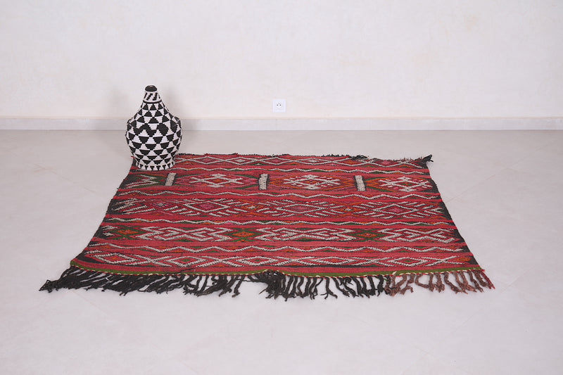 Antique Moroccan Handwoven kilim 5.3 FT X 4.4 FT