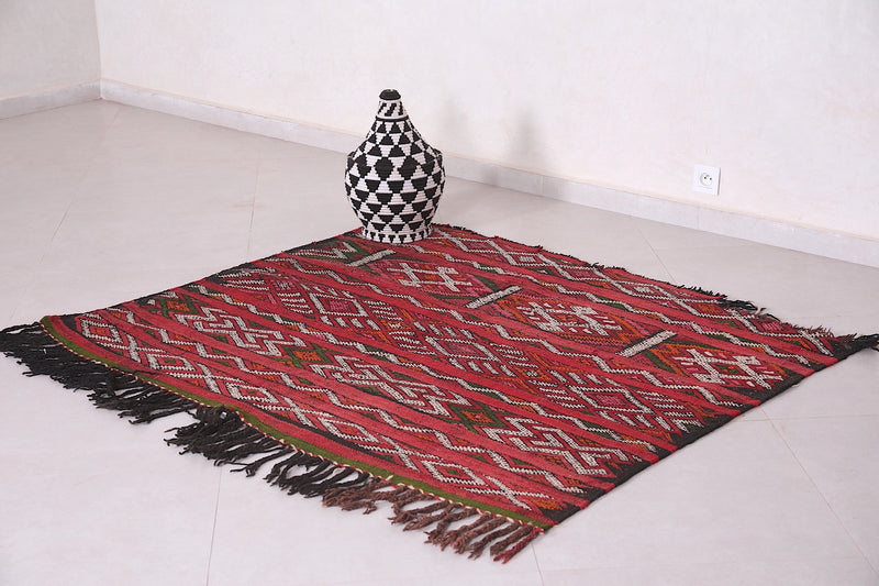 Antique Moroccan Handwoven kilim 5.3 FT X 4.4 FT