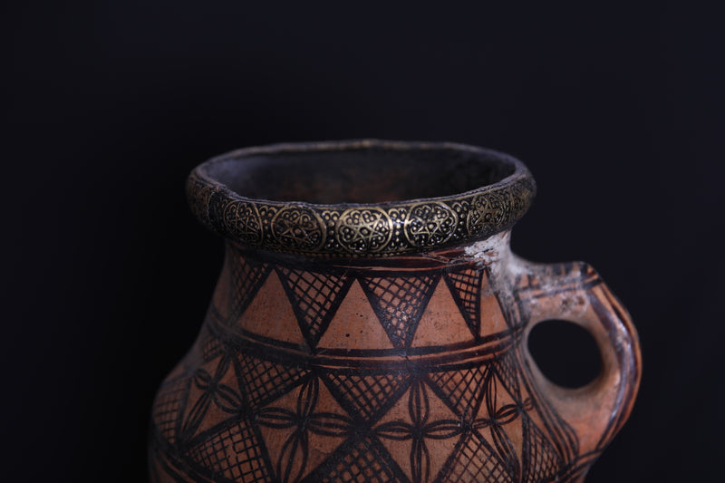 Antique moroccan clay water pot 4.2 INCHES X 7 INCHES