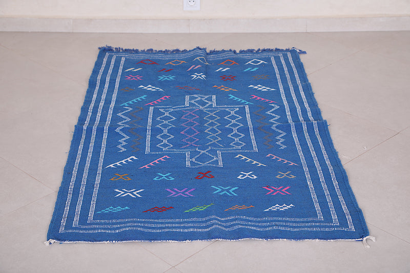 Moroccan rug blue 3.2 FT X 5 FT