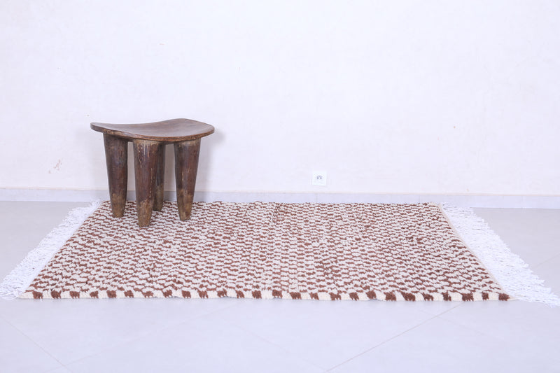 Brown and beige shaggy checkered rug 4.4 X 6.4 Feet