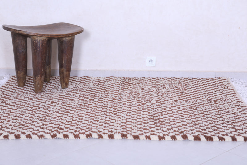 Brown and beige shaggy checkered rug 4.4 X 6.4 Feet