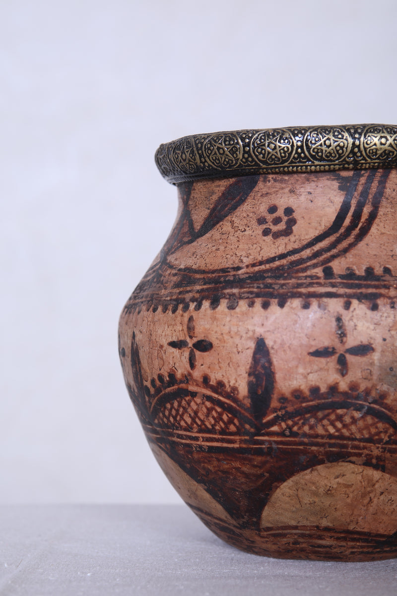 Antique moroccan clay water pot 5.5 INCHES X  5.5 INCHES