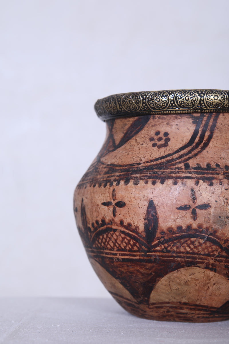 Antique moroccan clay water pot 5.5 INCHES X  5.5 INCHES