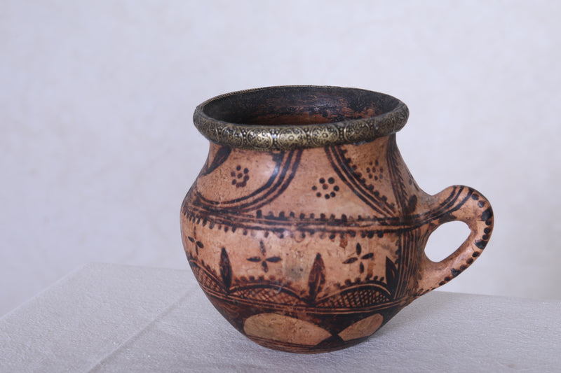 Antique moroccan clay water pot 5.5 INCHES X  5.5 INCHES