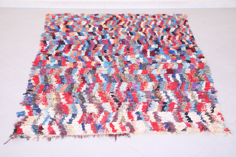 Colorful boucherouite rug  4.5 X 6 Feet