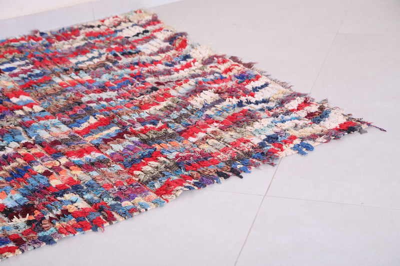 Colorful boucherouite rug  4.5 X 6 Feet