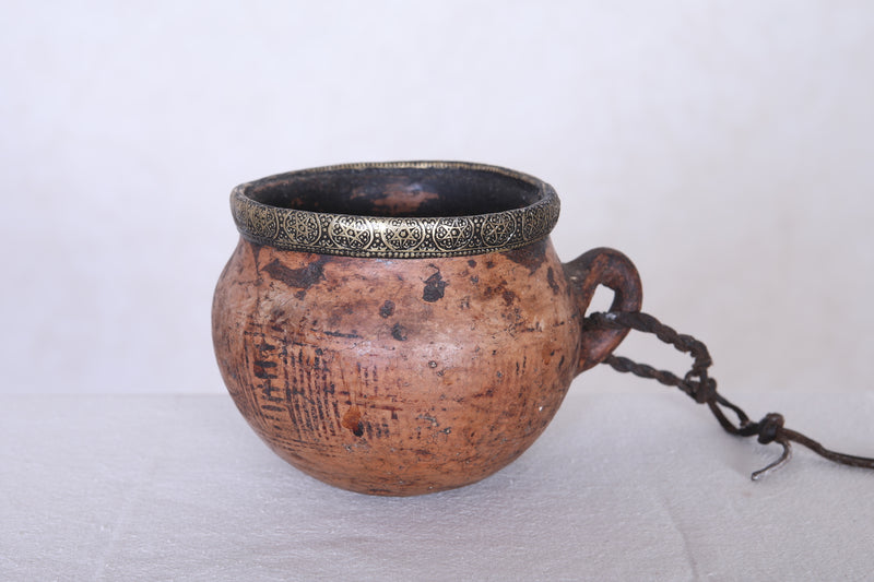 Antique moroccan clay water pot 5.1 INCHES X 4.1 INCHES