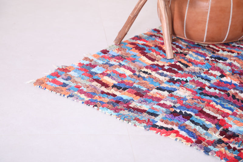 Colorful boucherouite rug  4.5 X 6 Feet