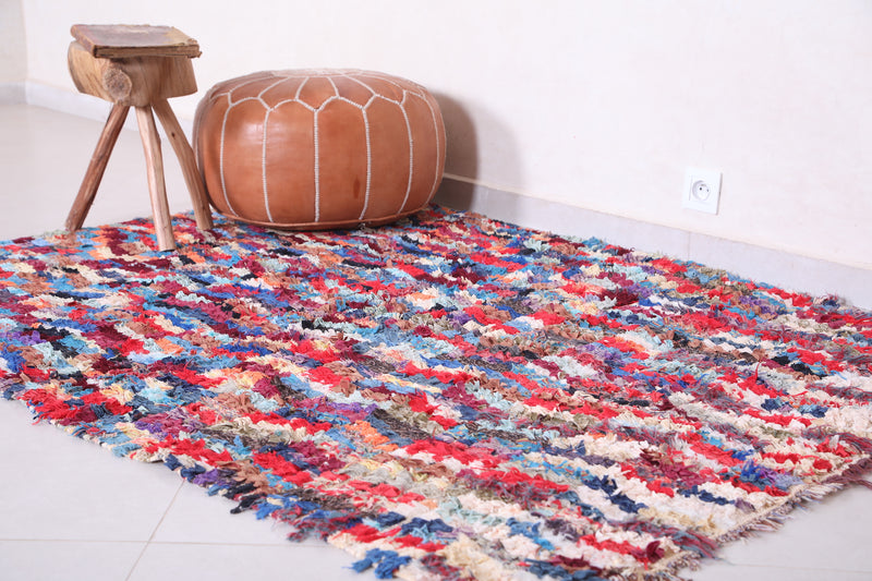 Colorful boucherouite rug  4.5 X 6 Feet