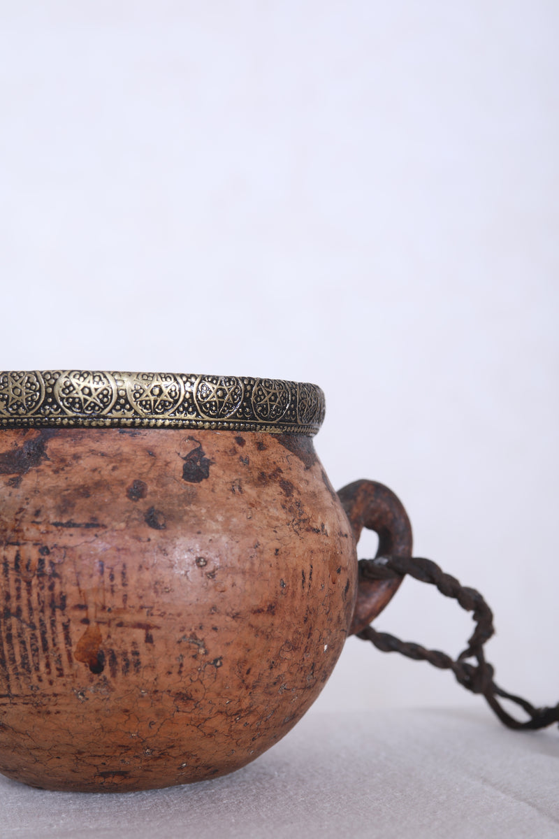 Antique moroccan clay water pot 5.1 INCHES X 4.1 INCHES