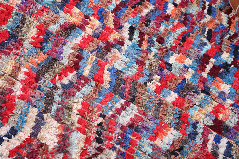 Colorful boucherouite rug  4.5 X 6 Feet