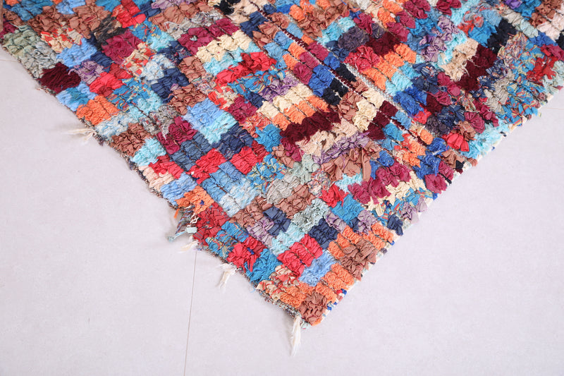 Colorful boucherouite rug  4.5 X 6 Feet