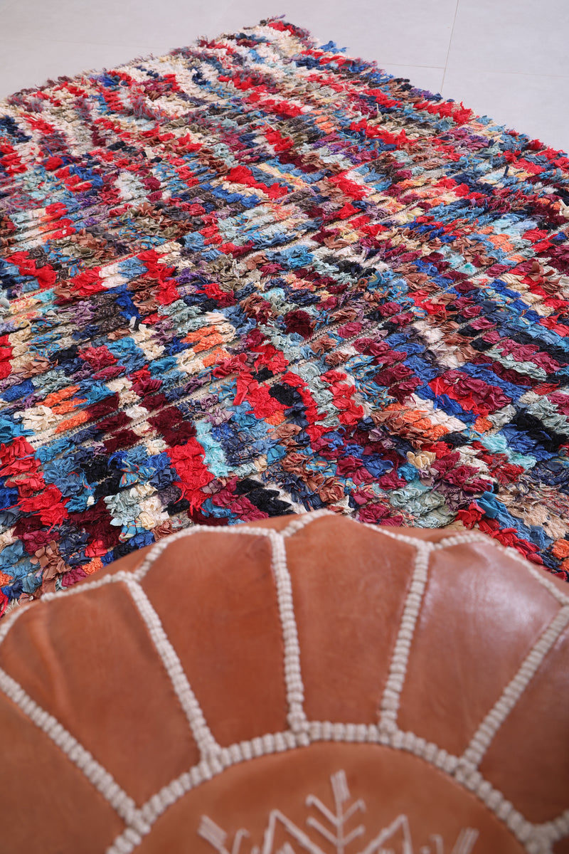 Colorful boucherouite rug  4.5 X 6 Feet