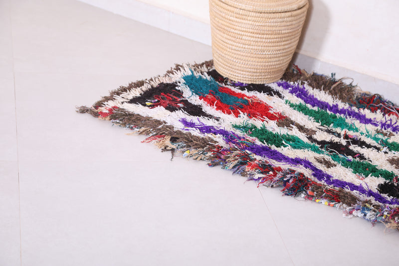 Colorful Handmade Runner Rug Shag 2.2 X 5.3 Feet