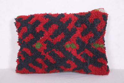 Red and black Moroccan Pillow rug 18.5 INCHES X 23.6 INCHES